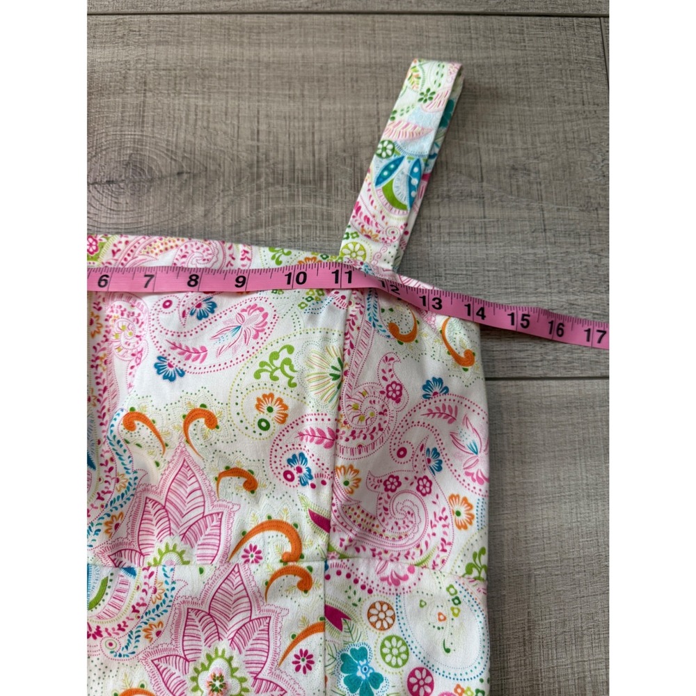 Karin Stevens Y2K Paisley Cotton Sundress Pink Floral Ruffle Hem Size 10 - Picture 6 of 8